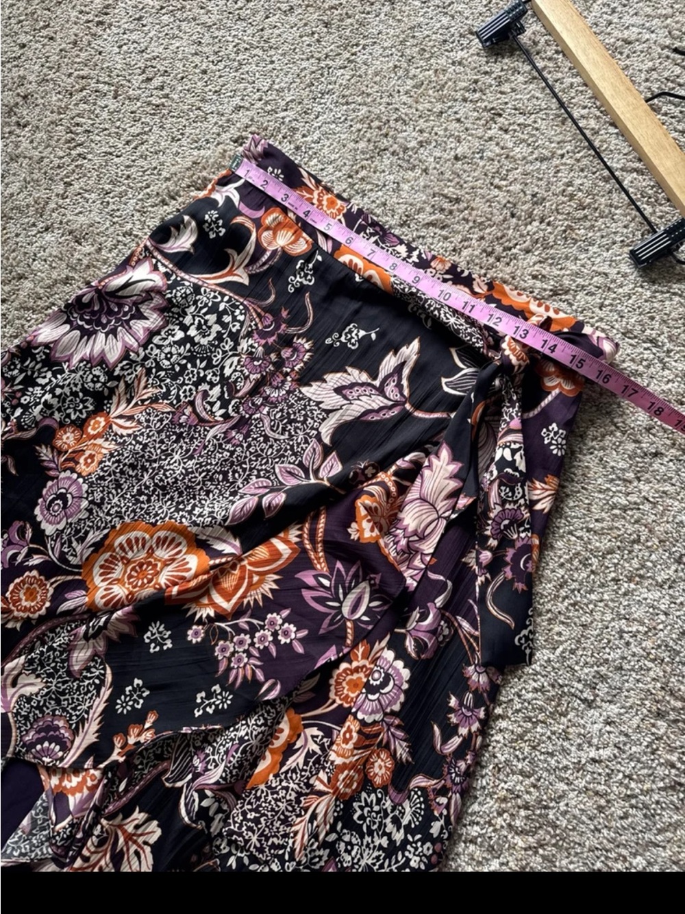 Anthropologie Maeve Ruffled True Wrap Floral Flowy Maxi Skirt size Medium - Picture 12 of 12